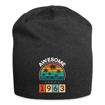 1963 Born Birthday Year of Birth Vintage - Jersey Beanie - charcoal grey - Front