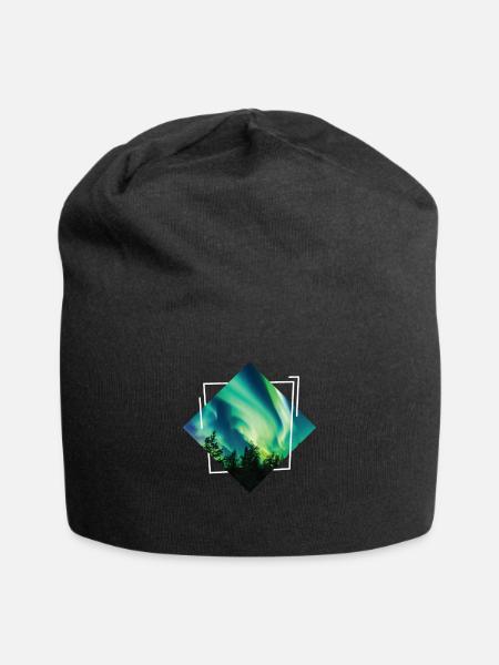 Polarlicht Nordlichter Aurora Borealis - Jersey-Beanie - Schwarz