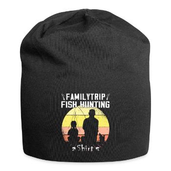 FamilyTrip -Fischjagd - Zanderjäger - Jersey-Beanie - Schwarz - Vorne