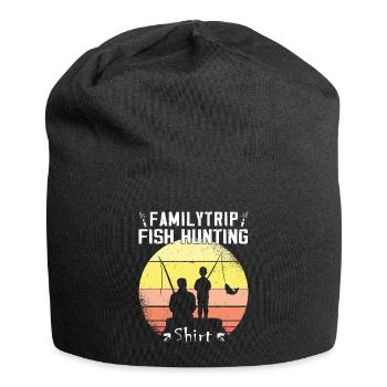FamilyTrip -Fischjagd - Zanderjäger - Jersey-Beanie - Schwarz - Vorne