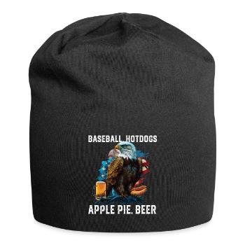 Baseball Hotdogs Apple Pie Beer Drinker Patriotic - Jersey-Beanie - Schwarz - Vorne