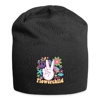 Hippie Peace Groovy Flowerpower Boho Woodstock - Bonnet en jersey - noir - Devant
