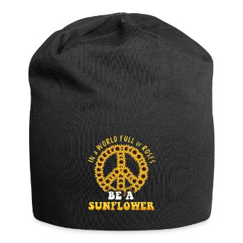 Hippie Peace Groovy Flowerpower Boho Woodstock - Bonnet en jersey - noir - Devant