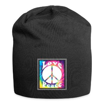 Hippie Tshirt Peace Bewegung Woodstock Boho Groove - Jersey-Beanie - Schwarz - Vorne