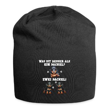 Was ist besser als ein Dackel zwei Dackel - Jersey-Beanie - Schwarz - Vorne