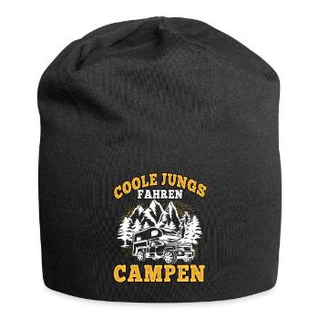 Coole Jungs fahren campen camping Wohnwagen Urlaub - Jersey-Beanie - Schwarz - Vorne