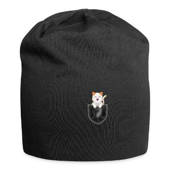 Katzen Mietzekatze Katzenbesitzer Geschenk - Jersey-Beanie - Schwarz - Vorne