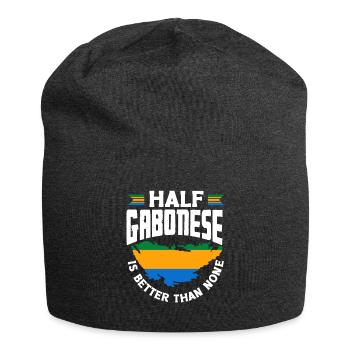Gabonese Gabon Gabonese Flag Half Gabonese Funny - Jersey Beanie - charcoal grey - Front