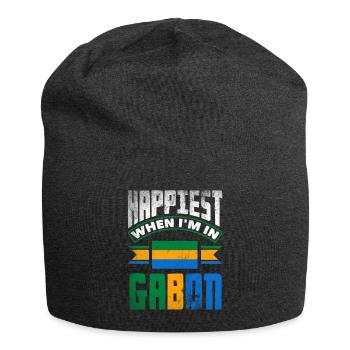 Gabonese Gabon Gabonese Flag Happiest When Im In - Jersey Beanie - charcoal grey - Front