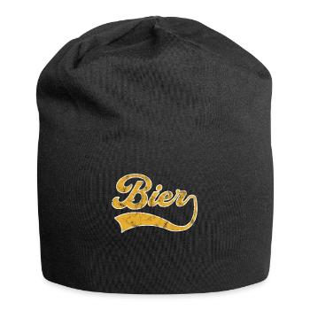 Bier Schriftzug - Jersey-Beanie - Schwarz - Vorne
