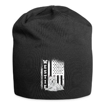 West Highland White Terrier Westie - Jersey-Beanie - Schwarz - Vorne