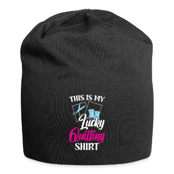 This is my lucky Quilting - Jersey Beanie - black - Front