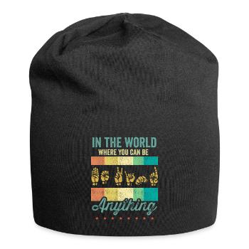 Amerikanische Gebärdensprache ASL Be Kind - Jersey-Beanie - Schwarz - Vorne