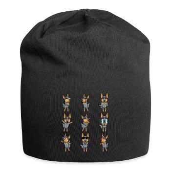 Émoticône Kawaii du bouvier australien Blue Heeler - Bonnet en jersey - noir - Devant