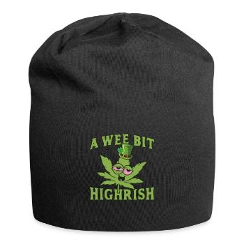 Ein kleines bisschen Highrish Cannabisblatt - Jersey-Beanie - Schwarz - Vorne