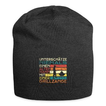 Grillen und Camper Geschenkidee - Jersey-Beanie - Anthrazit - Vorne