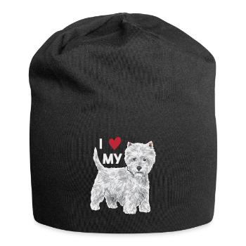 West Highland White Terrier Westie - Bonnet en jersey - noir - Devant