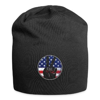 Signe patriotique de la paix et USA Stars & Stripe - Bonnet en jersey - noir - Devant