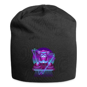 Vaporwave Kuh DJ Pult Kuh - Jersey-Beanie - Schwarz - Vorne