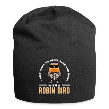 Rotkehlchen Vogel - Jersey-Beanie - Schwarz - Vorne