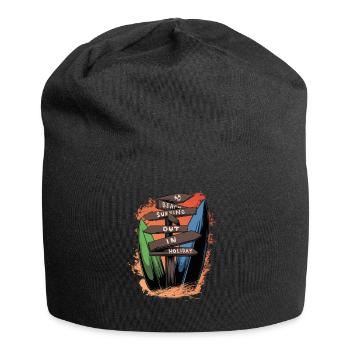 Surfing Barefoot Beach Surfer Board Summer Time - Jersey Beanie - black - Front