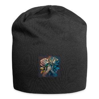 Skeleon Skull Rose Retro Rose Lover Graphic - Jersey Beanie - black - Front
