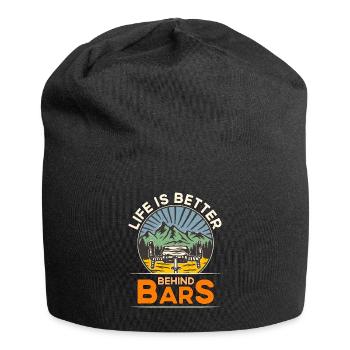 Bicycle Life Is Better Behind Bars Biking Cyclist - Jersey Beanie - black - Front