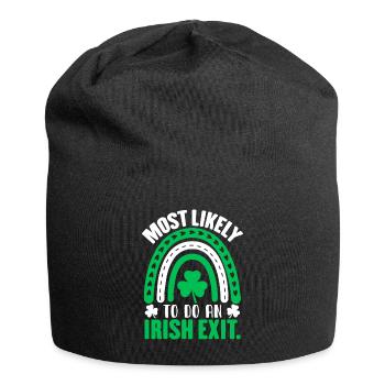 Most Likely To Do An Irish Exit - Jersey Beanie - black - Front