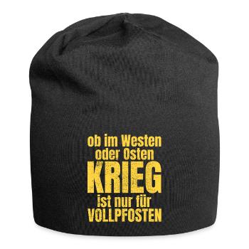 anti Krieg Vollpfosten Frieden Geschenk - Jersey-Beanie - Schwarz - Vorne