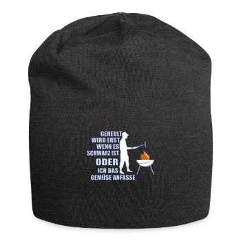 Grillen und Camper Geschenkidee - Jersey-Beanie - Anthrazit - Vorne