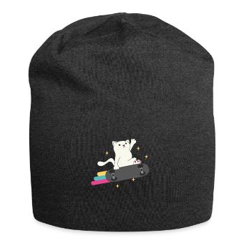 Funny Skater Cat Skateboard Skateboarding - Bonnet en jersey - charbon - Devant