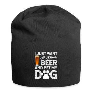 ICH MÖCHTE NUR BIER TRINKEN UND MEINEN HUND STREICHELN - Jersey-Beanie - Schwarz - Vorne