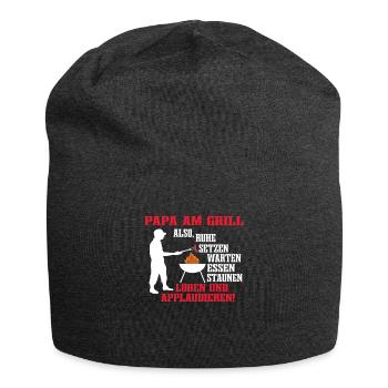 Grillen und Camper Geschenkidee - Jersey-Beanie - Anthrazit - Vorne