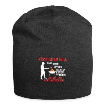 Grillen und Camper Geschenkidee - Jersey-Beanie - Anthrazit - Vorne