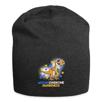 Down syndrome father and mother with child - Jersey Beanie - charcoal grey - Front