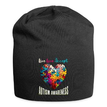 Autismus Bewusstsein Akzeptiere Verstehe Liebe - Jersey-Beanie - Schwarz - Vorne