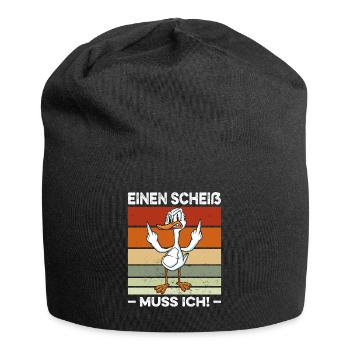 Einen Scheiß muss ich Spruch Ente Mittelfinger - Jersey-Beanie - Schwarz - Vorne