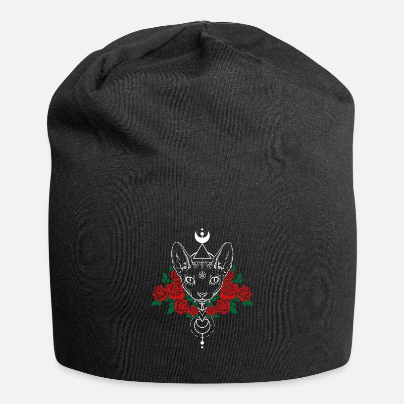 Cat Satan Satanism Occultism Cat - Jersey Beanie - black