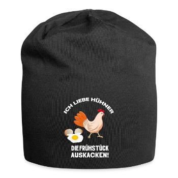 Ich liebe Hühner die Frühstück auskacken Spruch - Jersey-Beanie - Schwarz - Vorne