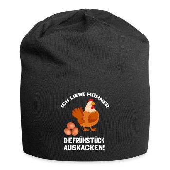 Ich liebe Hühner die Frühstück kacken Huhn Sprüche - Jersey-Beanie - Schwarz - Vorne