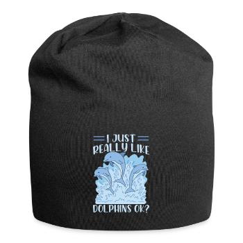 I like dolphins just very much dolphin dolphins - Jersey Beanie - black - Front