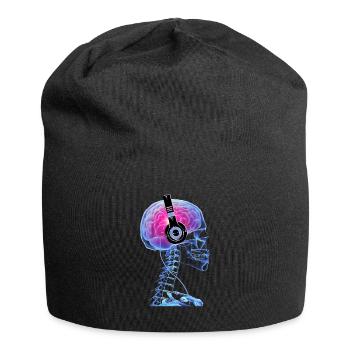 Skull Headphone Music Lover Cool Techno Skeleton - Jersey-Beanie - Schwarz - Vorne
