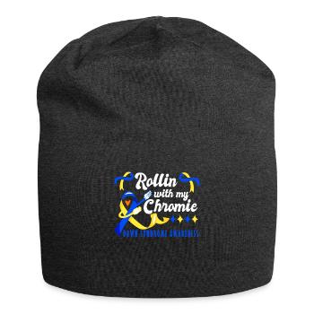 Down Syndrome Rollin with my Chromie Awareness - Jersey Beanie - charcoal grey - Front