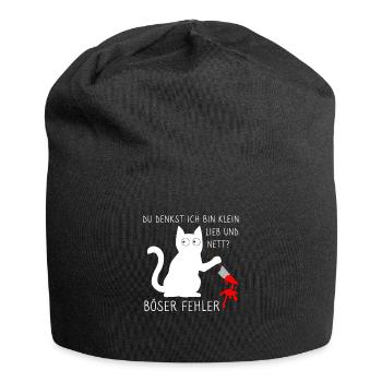Du denkst ich bin klein lieb und nett Katzen - Jersey-Beanie - Schwarz - Vorne