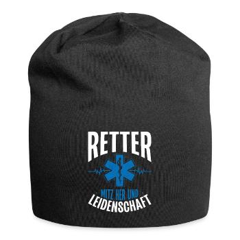 Retter Mit Herz Und Leidenschaft - Jersey-Beanie - Schwarz - Vorne