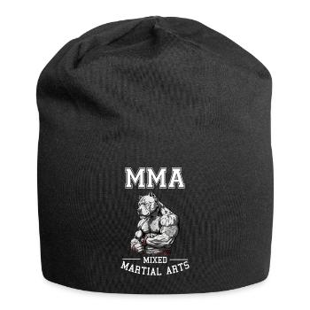 Hund MMA Kämpfer - Käfig Kämpfer Free Fighting - Jersey-Beanie - Schwarz - Vorne