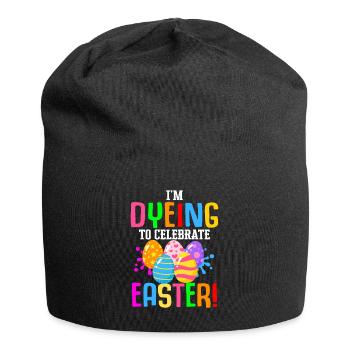Easter Colorful Egg Dye Rabbit Egg Hunt - Jersey Beanie - black - Front