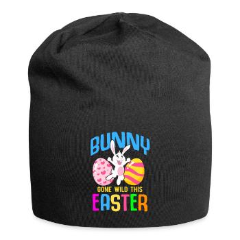 Easter Rabbit Easter Flowers Eggs - Jersey Beanie - black - Front