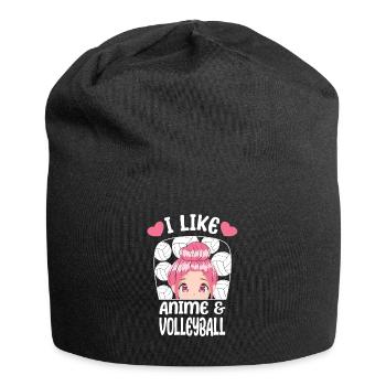 I Like Anime & Volleyball Girls Gift Idea - Jersey-Beanie - Schwarz - Vorne