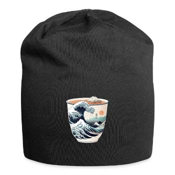 Kanagawa Wave - Reiten Sie auf den Gezeiten der - Jersey-Beanie - Schwarz - Vorne